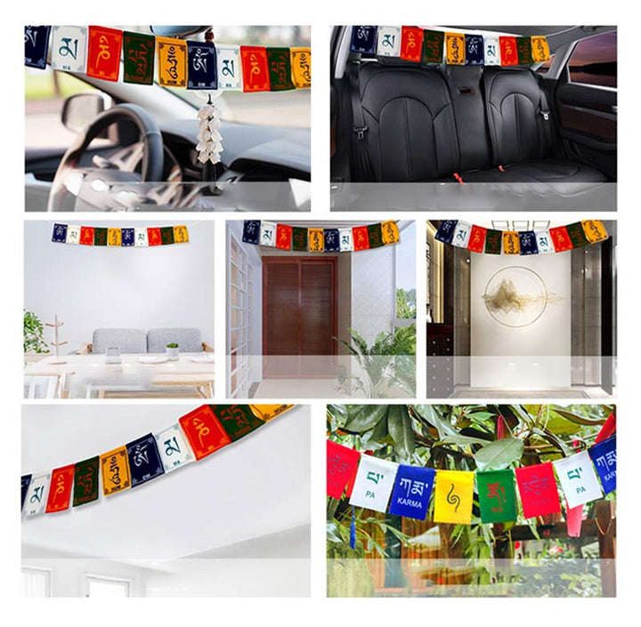 BWOOOH Tibetan Blessing Windhorse Om Mani Padme Hum Outdoor Car Prayer Flag Decoration | spiritual healing bracelet