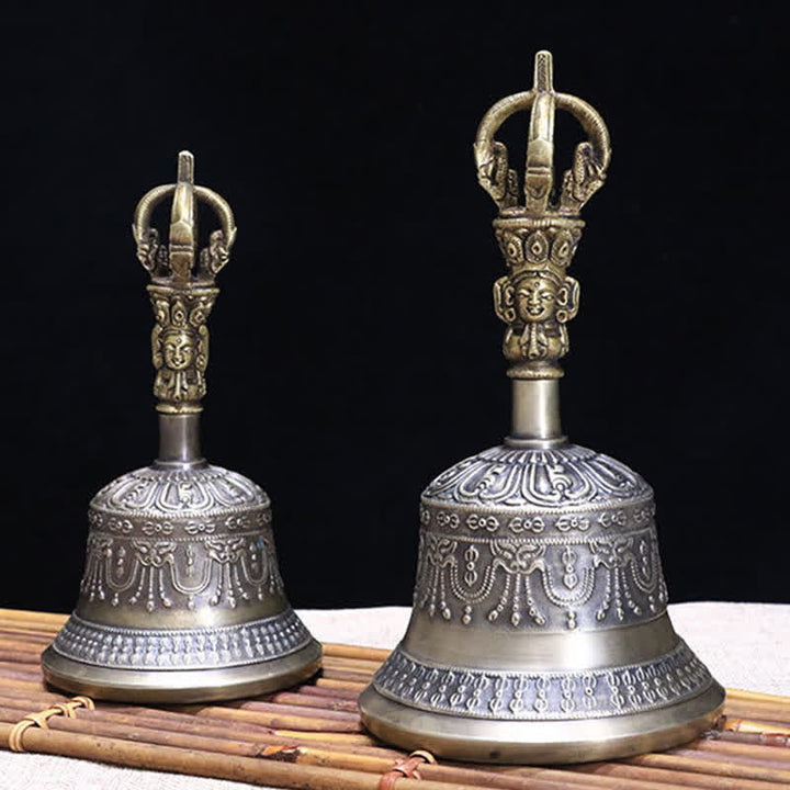 BWOOOH Tibetan Meditation Bell and Vajra Dorje Copper Enlightenment Decoration Set | Copper Tibetan bell