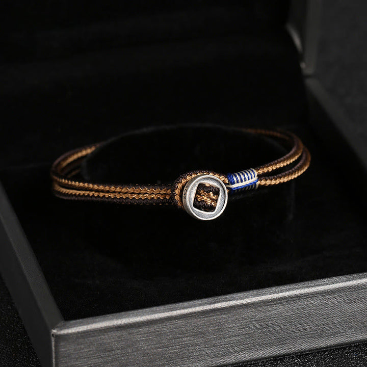 BWOOOH  925 Sterling Silver Handmade Button Protection Weave String Bracelet
