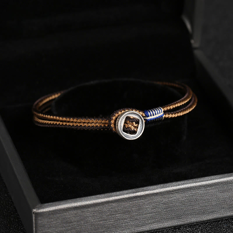 BWOOOH  925 Sterling Silver Handmade Button Protection Weave String Bracelet