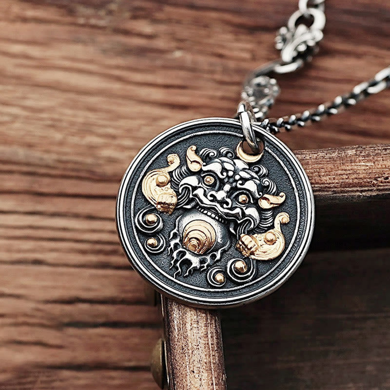BWOOOH Tibetan Kirtimukha Face of Glory Amulet Healing Necklace Pendant — handcrafted copper Tibetan Buddhist guardian symbol for protection and spiritual healing.