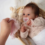 [New] 18" Cloth Body Reborn Baby Newborn Girl Doll Named Sinsda with Brown Hair with Heartbeat💖 & Sound🔊