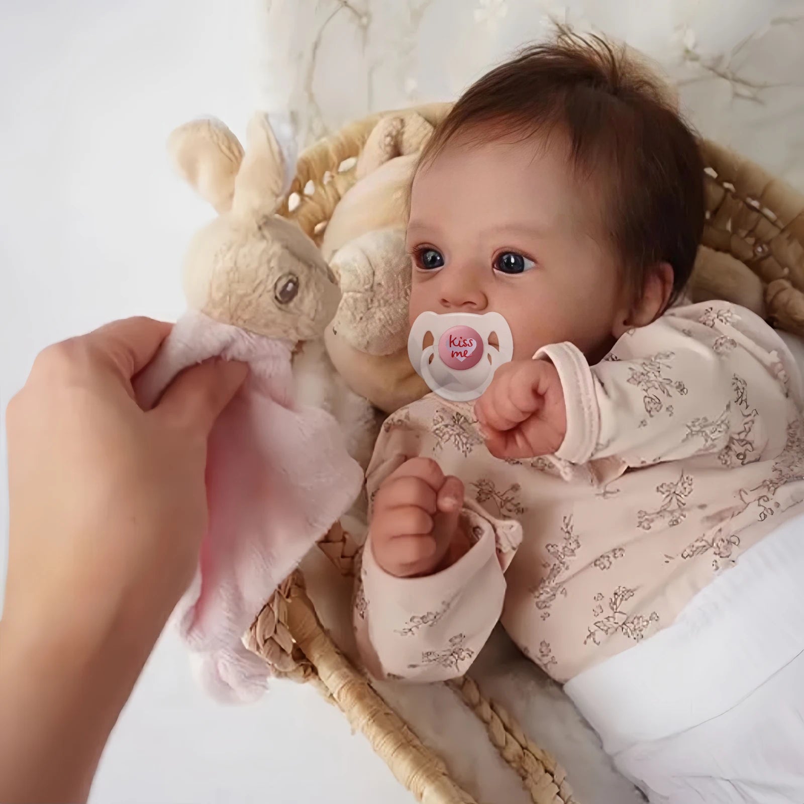 [New] 18" Cloth Body Reborn Baby Newborn Girl Doll Named Sinsda with Brown Hair with Heartbeat💖 & Sound🔊