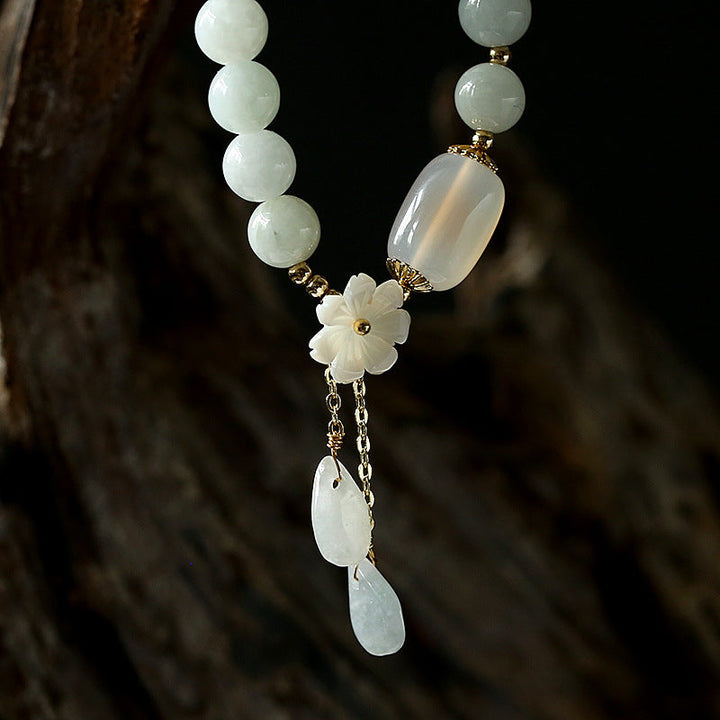 BWOOOH "Hoping for Purity and Peace"Natural White Jade Br