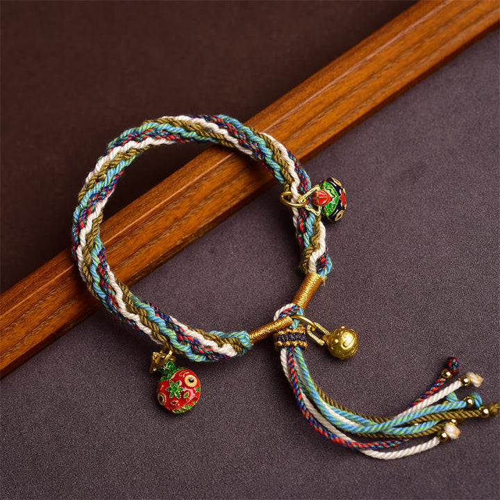 BWOOOH Handmade Gold Swallowing Beast Family Healing Reincarnation Knot Braid Bracelet