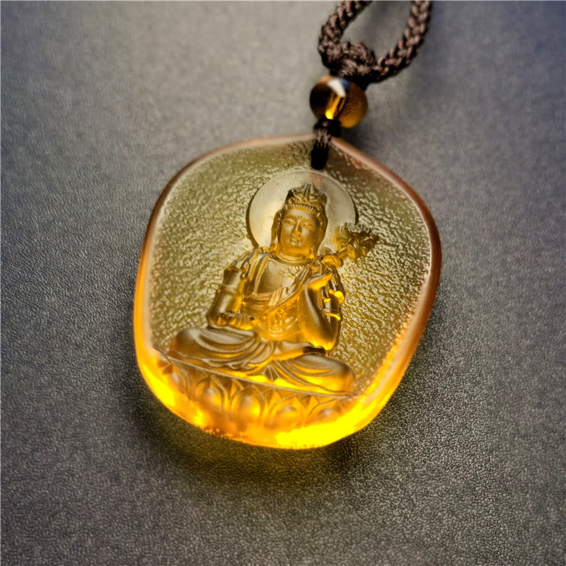 BWOOOH Chinese Zodiac Natal Buddha Blessing Liuli Crystal Compassion Necklace Pendant