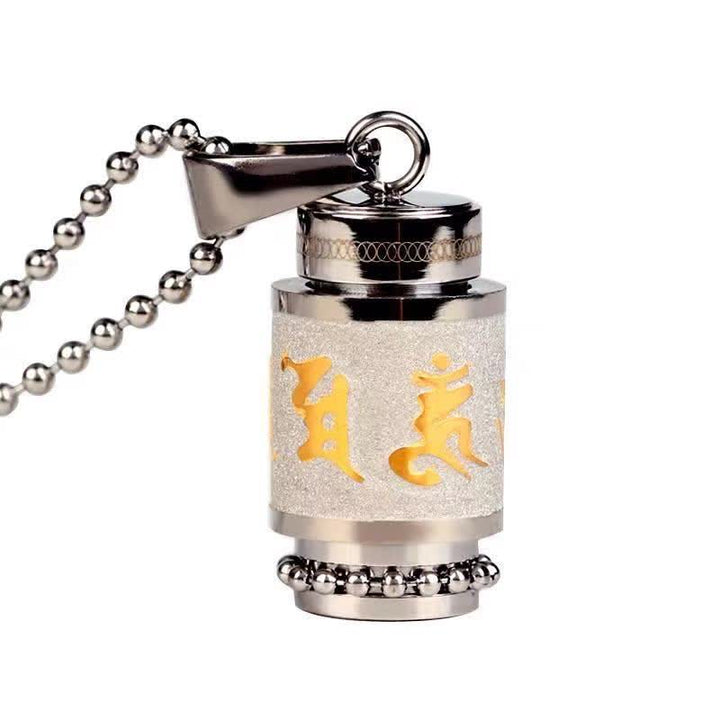BWOOOH Tibet Om Mani Padme Hum Shurangama Mantra Titanium Steel Wisdom Amulet Necklace Pendant