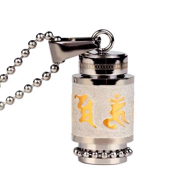 BWOOOH Tibet Om Mani Padme Hum Shurangama Mantra Titanium Steel Wisdom Amulet Necklace Pendant