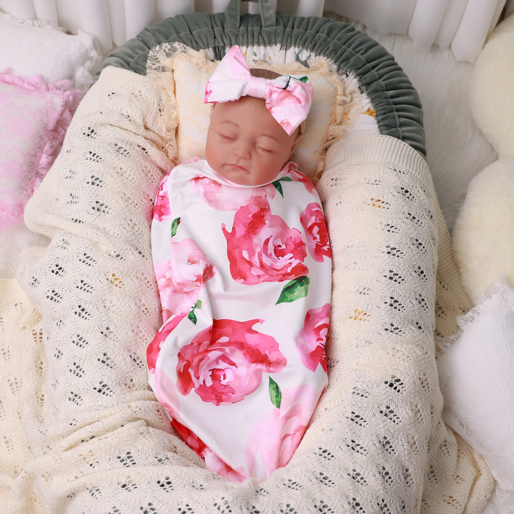 17"-20" Dollreborns®Adorable baby Swaddle Blanket And Headband Set