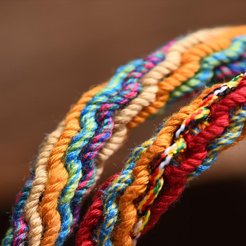 BWOOOH Gold Swallowing Beast Family Luck Reincarnation Knot Braid Colorful String Bracelet