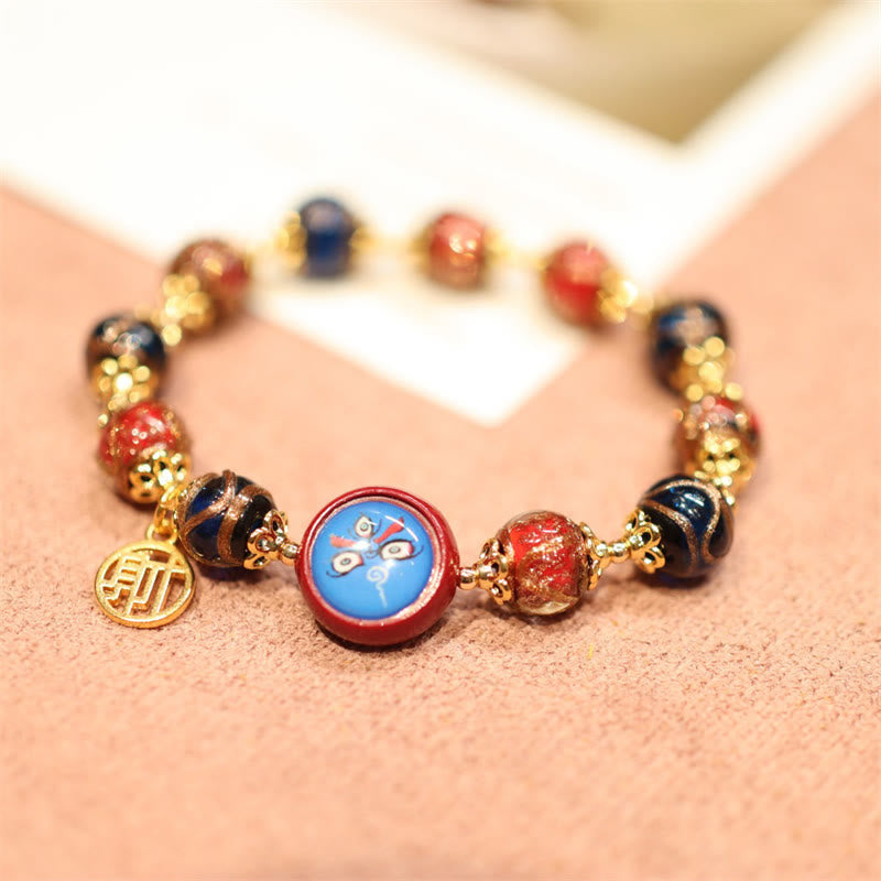 BWOOOH Tibetan Gold Swallowing Beast Family Five God Of Wealth Thangka Fortune Bead Bracelet