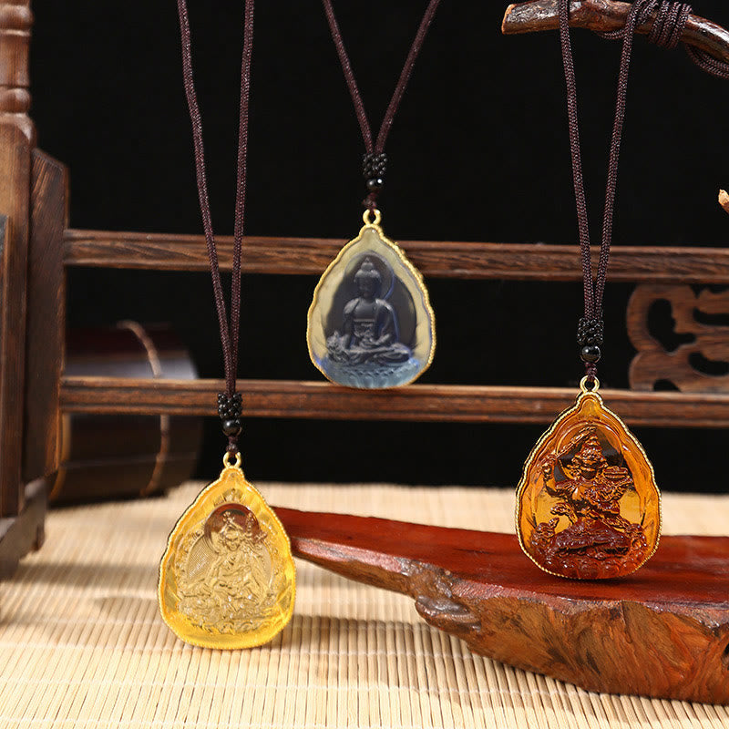 BWOOOH Tibetan Buddha Liuli crystal glass serenity necklace pendant — compassion, mindfulness & spiritual luck