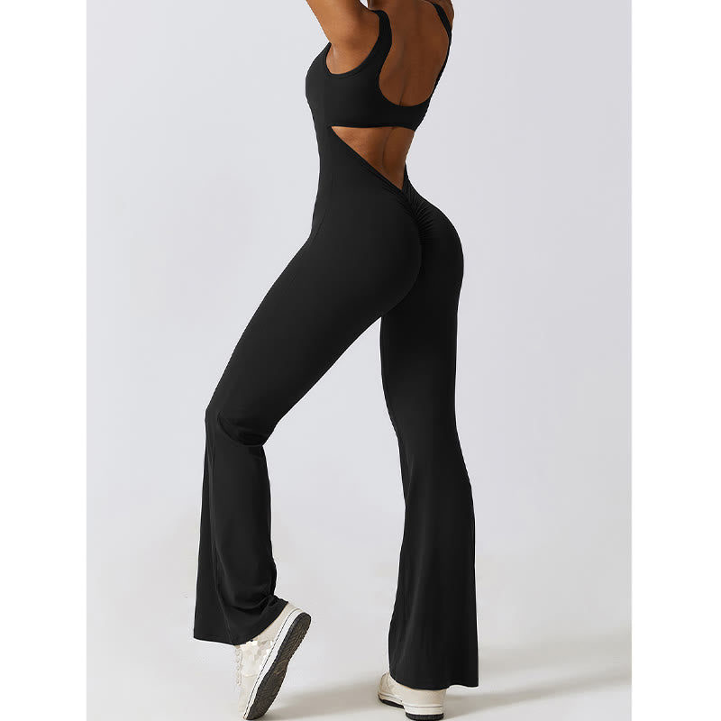 BWOOOH printed yoga pants - Women Workout Sleeveless Jumpsuit Flare 