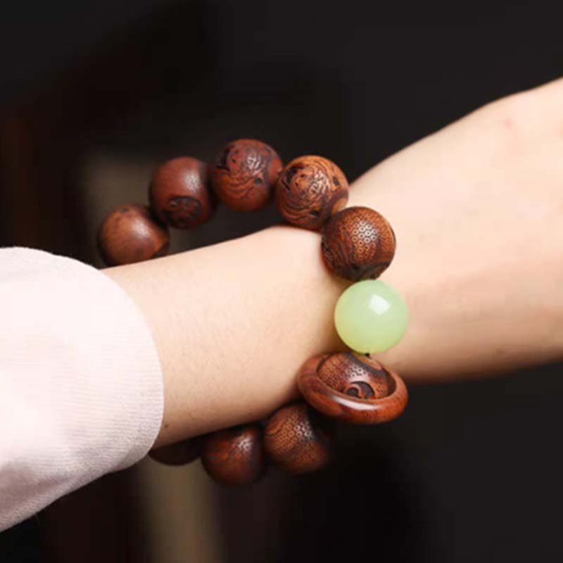 BWOOOH Tibetan Rosewood Engraving Tiger Protection Bracelet