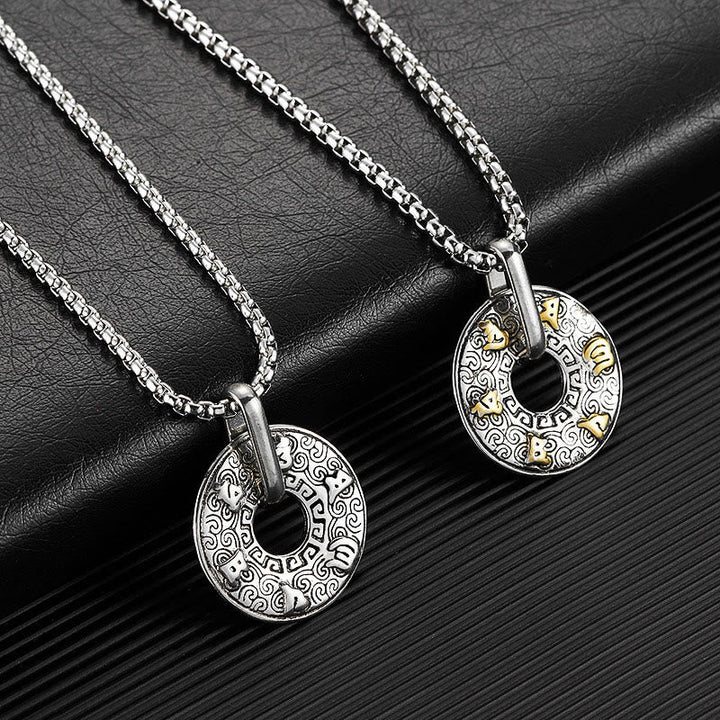 BWOOOH Tibetan Om Mani Padme Hum Peace Buckle Creativity Necklace Pendant
