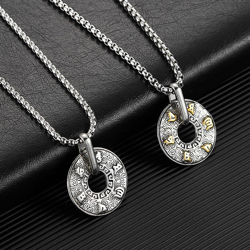 BWOOOH Tibetan Om Mani Padme Hum Peace Buckle Creativity Necklace Pendant