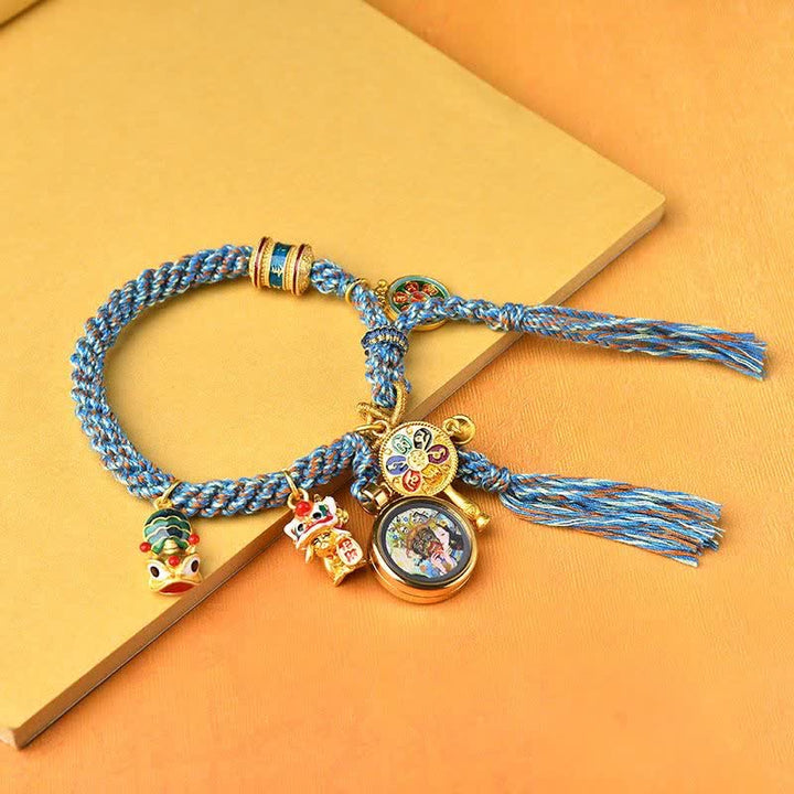 BWOOOH Tibetan Zakiram Goddess of Wealth Thangka Luck Prayer Wheel Braid String Bracelet