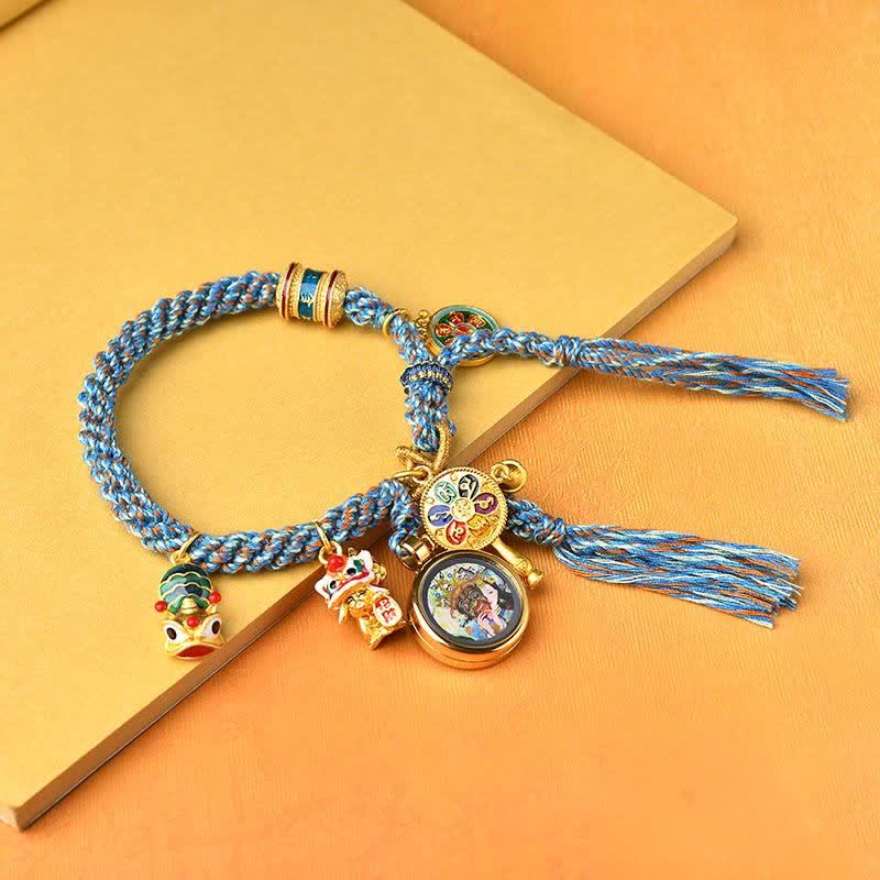 BWOOOH Tibetan Zakiram Goddess of Wealth Thangka Luck Prayer Wheel Braid String Bracelet