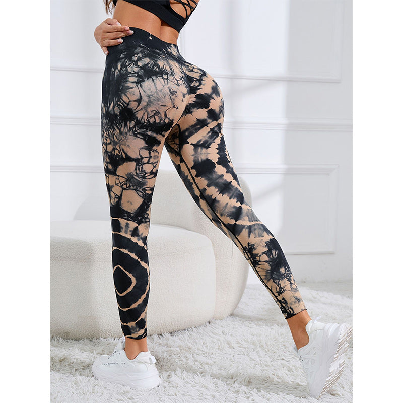BWOOOH lotus print yoga leggings - Tie Dye Print Pants Sports Fitness Yoga 