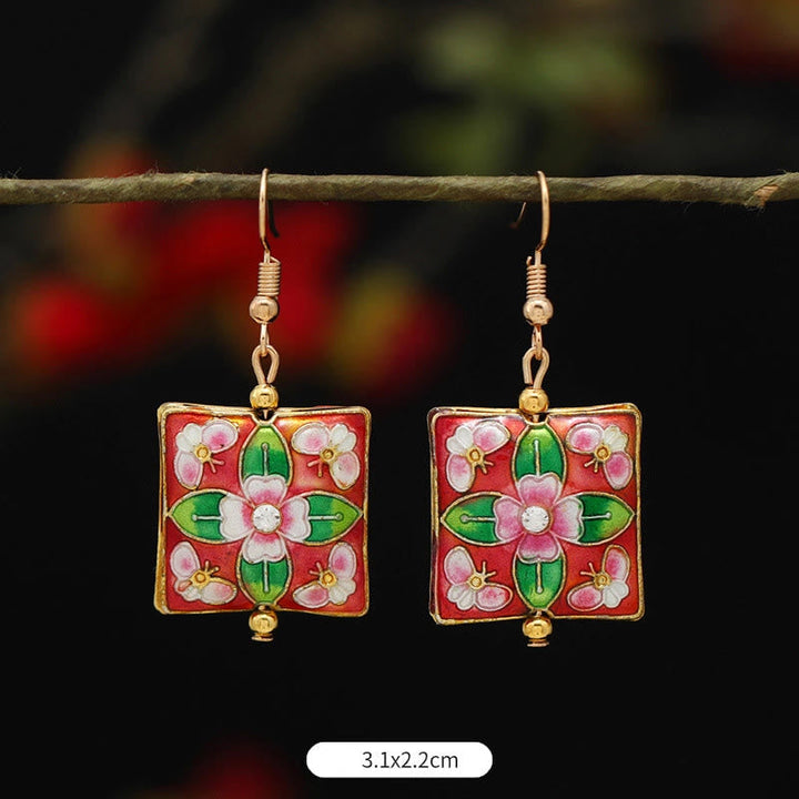 BWOOOH Lotus Butterfly Flower Alloy Copper Enlightenment Drop Earrings