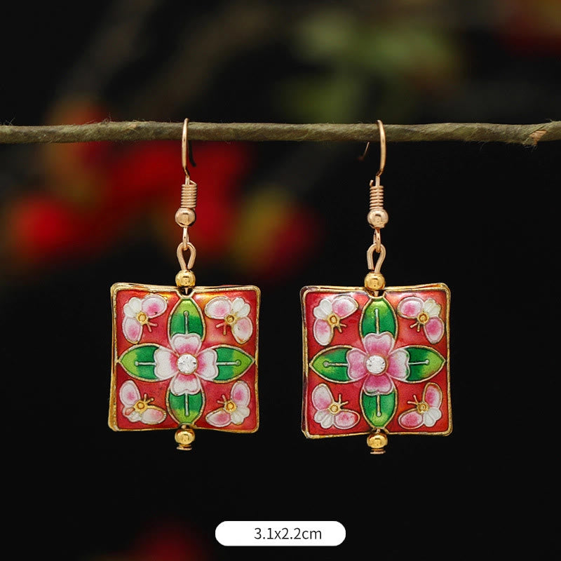 BWOOOH Lotus Butterfly Flower Alloy Copper Enlightenment Drop Earrings