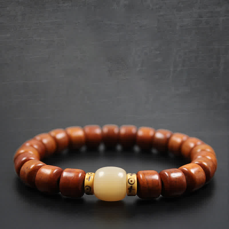 BWOOOH Tibetan Bone Beads Om Mani Padme Hum Strength Bracelet