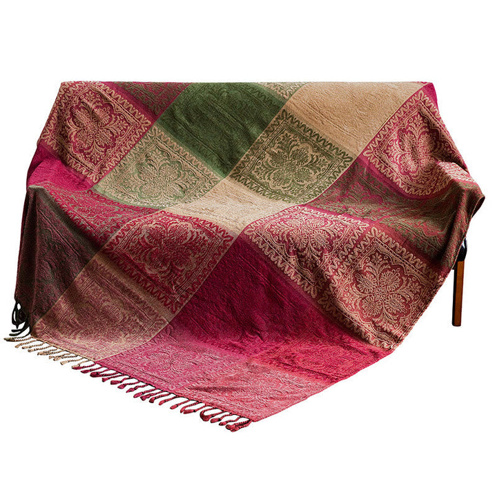 BWOOOH Tibetan Multicolored Flower Pattern Hand-Dyed Blan
