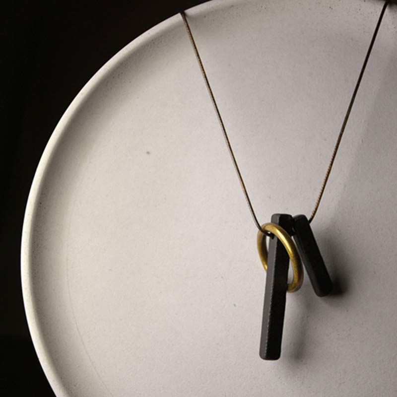 BWOOOH Zen Circle Ebony Wood Enlightenment Necklace Pendant