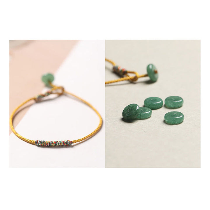 BWOOOH Tibetan Handmade Green Aventurine Luck Protection Braided Rope Bracelet