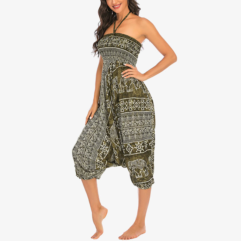 BWOOOH printed harem pants - Two Style Wear Elephant Pattern Loose Sm