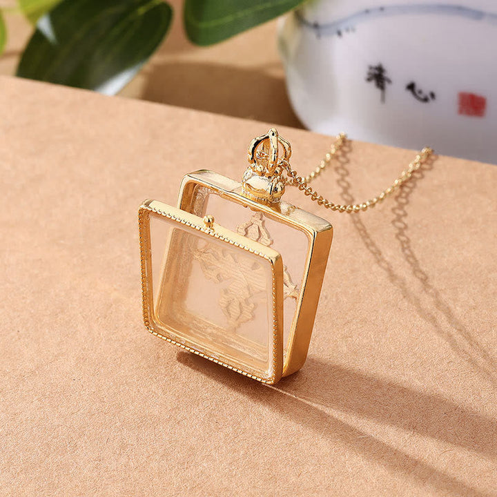 BWOOOH 24K Gold Plated White Jade Double Dorje Protection Luck Necklace Pendant