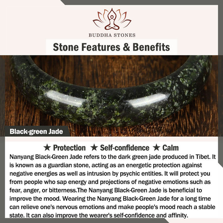 BWOOOH Tibetan Nanyang Black-Green Jade PiXiu Peace Buckle Protection Necklace Pendant