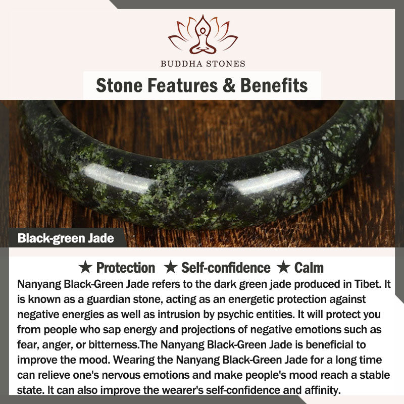 BWOOOH Tibetan Nanyang Black-Green Jade PiXiu Peace Buckle Protection Necklace Pendant