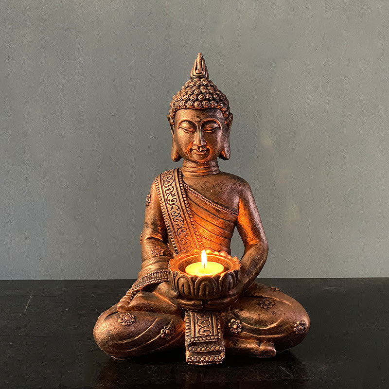 BWOOOH Tibetan Buddha Blessing Decoration Candlestick | natural stone spiritual bracelet for healing and mindful living