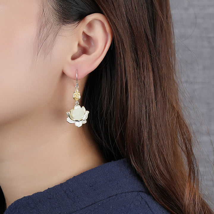 BWOOOH White Jade Protection Harmony Drop Earrings