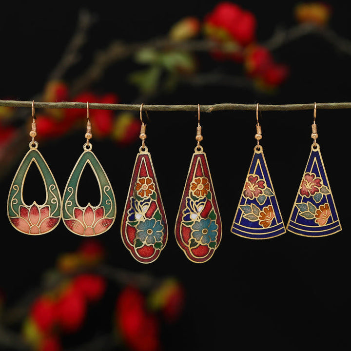 BWOOOH Lotus Butterfly Flower Alloy Copper Enlightenment Drop Earrings