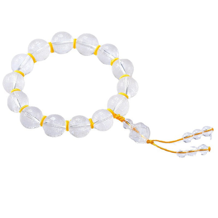 BWOOOH Tibet White Crystal Half Demon Half Buddha Heart Sutra Lotus Healing Bracelet