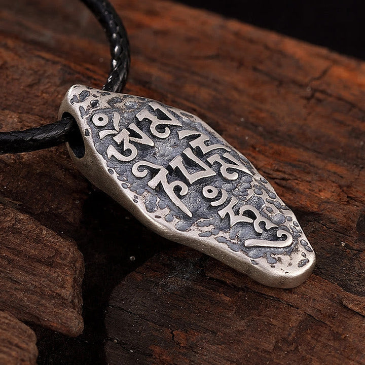 BWOOOH Tibetan 925 Silver Om Mani Padme Hum Dorje Vajra Strength Necklace