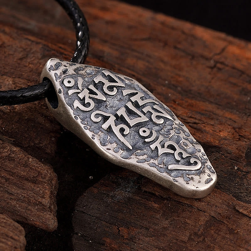 BWOOOH Tibetan 925 Silver Om Mani Padme Hum Dorje Vajra Strength Necklace