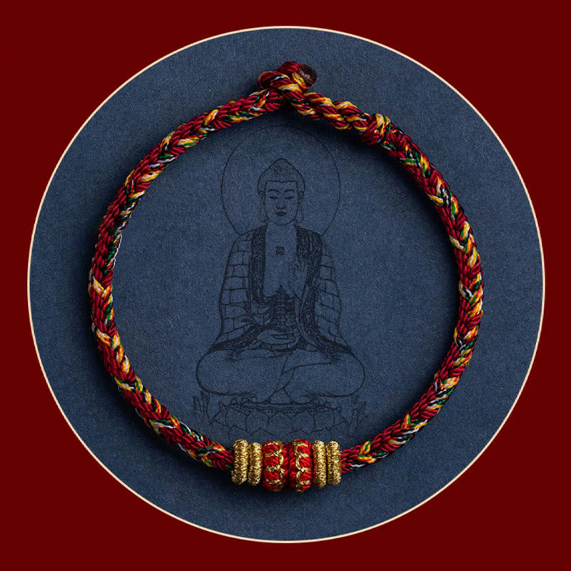 BWOOOH Tibet Handmade Chinese Zodiac Natal Buddha Luck Strength Braided String Bracelet