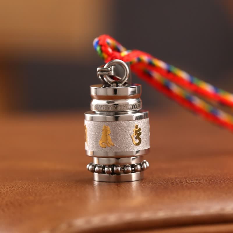 BWOOOH Tibet Om Mani Padme Hum Shurangama Mantra Titanium Steel Wisdom Amulet Necklace Pendant
