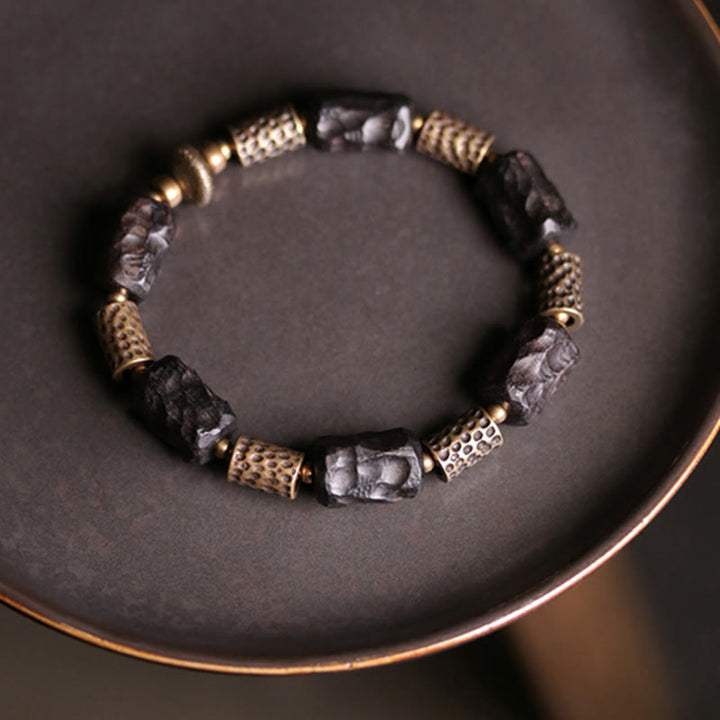 BWOOOH Tibetan Ebony Wood Copper Calm Peace Bracelet | natural stone spiritual bracelet for healing and mindful living
