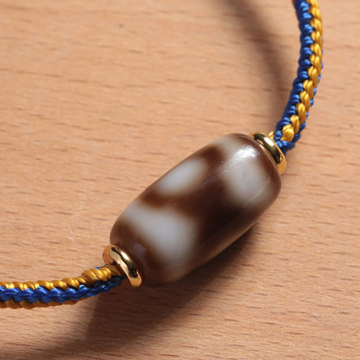 BWOOOH Tibetan Three-eyed Dzi Bead Luck Happiness Bracelet
