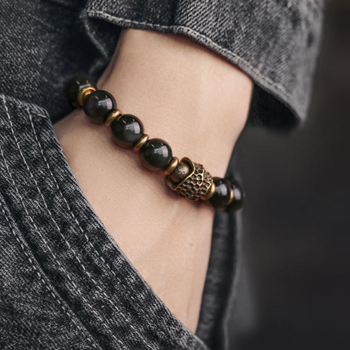 BWOOOH Rainbow Obsidian Copper Love Healing Bracelet