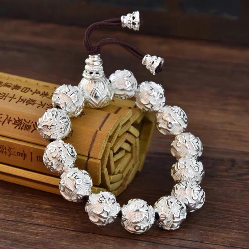 BWOOOH Tibetan Om Mani Padme Hum Carved Alloy Beads Amulet Bracelet
