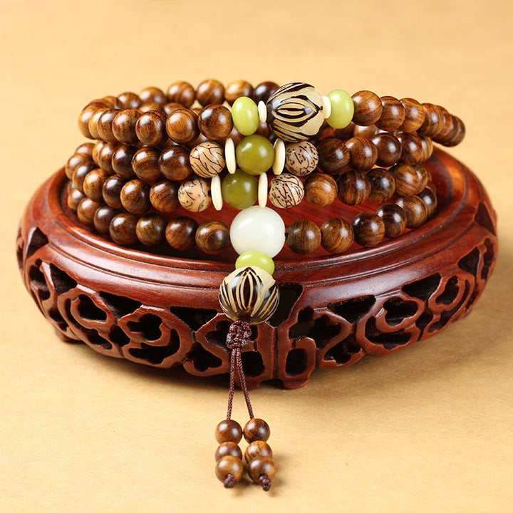 BWOOOH Tibetan Rosewood Mala Protection Calm Bracelet