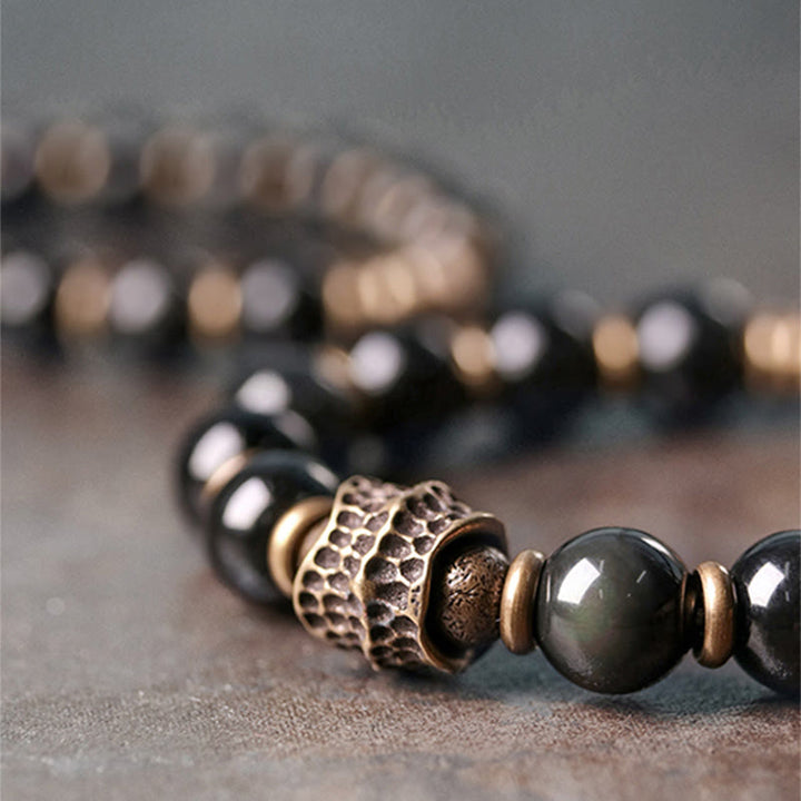 BWOOOH Rainbow Obsidian Copper Love Healing Bracelet