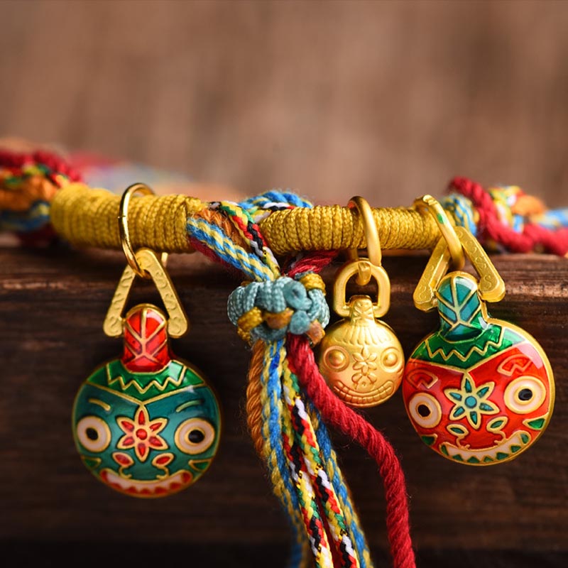 BWOOOH Gold Swallowing Beast Family Luck Reincarnation Knot Braid Colorful String Bracelet