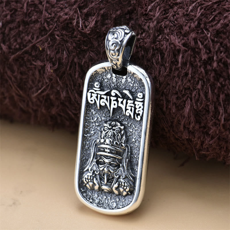BWOOOH 925 Sterling Silver Zakiram Goddess of Wealth Om Mani Padme Hum Peace Necklace Pendant