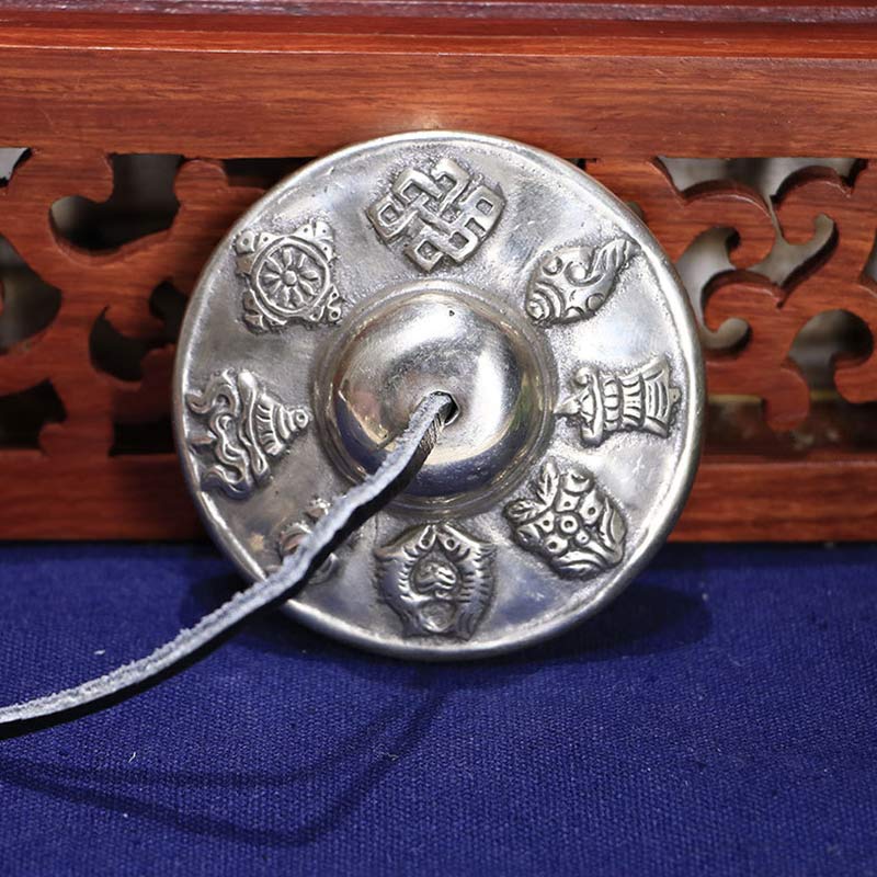 BWOOOH Tibetan Tingsha Bell Six True Words White Copper Healing Decoration | White Copper Tibetan bell